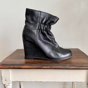 Scrunch Slouchy Black Wedge Bootie Size 9 Indie Boho Moto